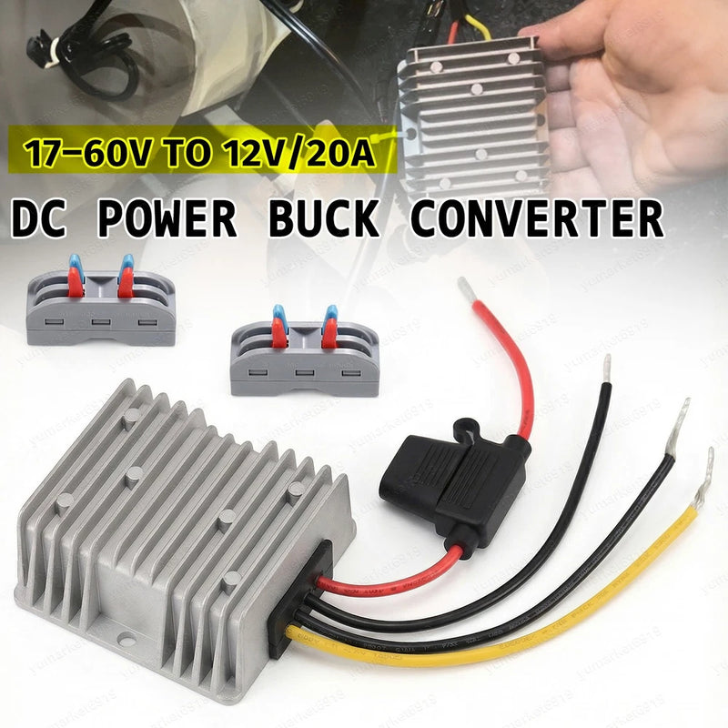 Waterproof 240W Buck Converter 17-60V Input 12V 20A Output for Truck LED Light