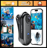 4K Wearable Action Camera, 64GB, WiFi POV, Waterproof Case, Mini Sports Cam for