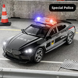 1:32 Simulation BMW M8 Police Car Car Model Car with Sound and Light High Simula