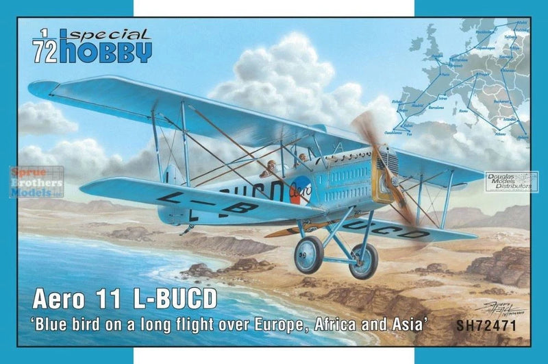 Special Hobby Aero 11 L-BUCD 1:72 model kit box art with blue biplane