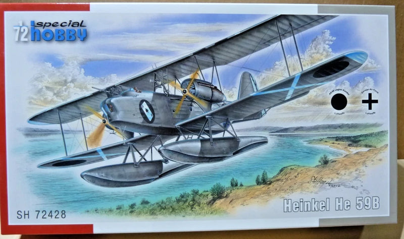 1:72 Heinkel He 59B(E) biplane model kit in box, Special Hobby