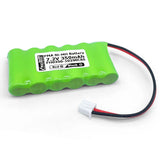 7.2V Ni-MH battery pack with red/black wires and white connector, green housing