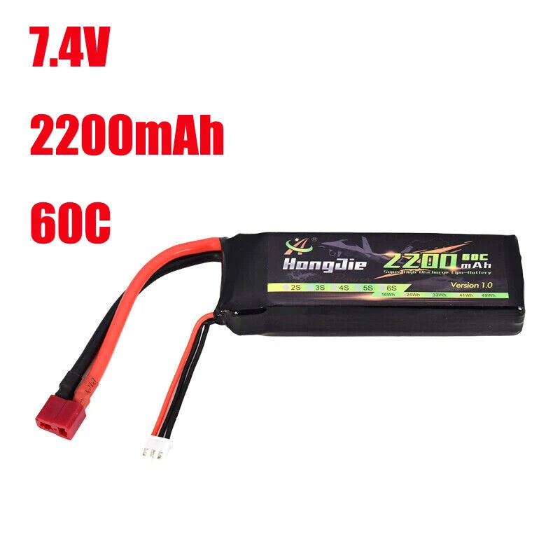 7.4V 2S 2200mAh 60C Lipolymer Battery T plug for Remote Control car model