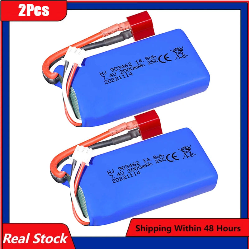 7.4V 2000mAh 25C Lipo Battery For 144001 12428 12423 FT009 RC Boat car speedboat