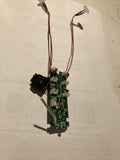 Drone receiver circuit board with wiring harness and connector ports, green PCB