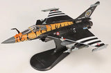 1/72 scale Rafale C model airplane with Dark Tiger tiger stripe livery on display stand