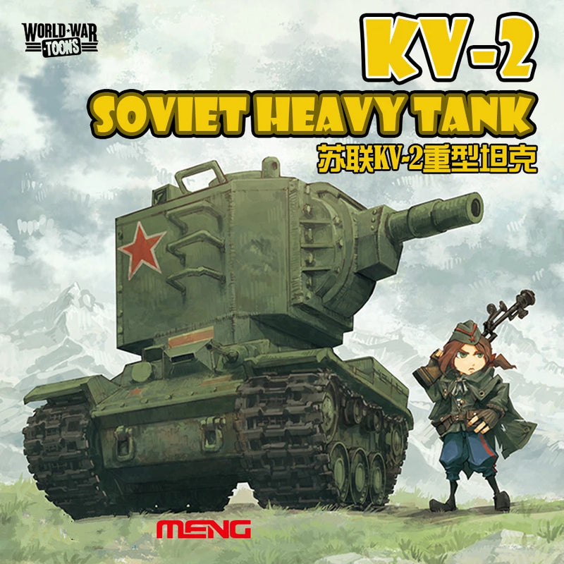 Green KV-2 Soviet heavy tank model with turret and long cannon, full-body view