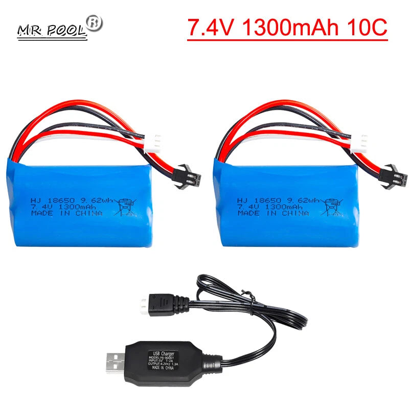 2Pcs 7.4V 1300mAh Lipo Battery for Watch Gesture Sensing Twisted RC stunt car
