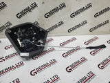 Black battery charge port inlet housing with mounting bracket, open view