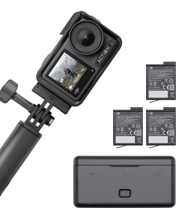DJI Osmo Action 4 Adventure Combo with 3 Batteries, Headstrap, and Charger