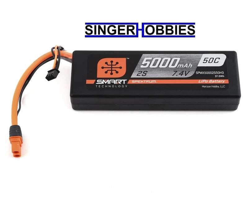 Spektrum SPMX50002S50H3 2S Smart LiPo Hard Case Battery IC3 7.4V 5000mAh 50C HH Battery