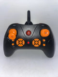 RC remote control with antenna, orange buttons, and speed/stunt controls