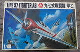1/48 WWII Japanese Type 97 fighter plane model kit in box, illustrated aircraft artwork