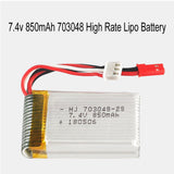 850mAh 25C LiPo 7.4V High Rate JST Plug Rechargeable Battery For Helicopter RC