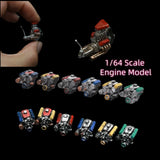 1:64 Scale Car Engine Model Set Garage Repair Props Scene Accessories To Diorama