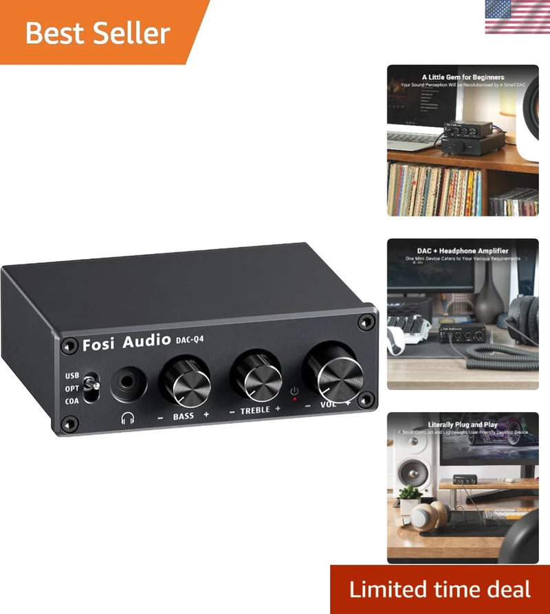 Q4 DAC Headphone Amp for PC, Desktop Digital to Analog Audio Converter for Ho...