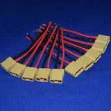 XT90-style RC battery connector plug set with gold contacts and attached silicone wires