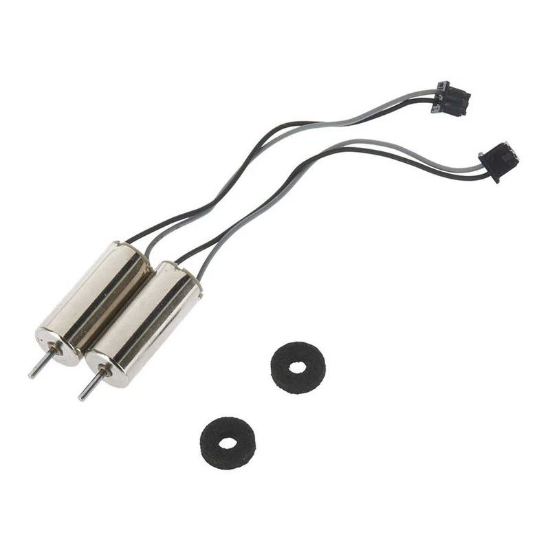 Mini DC motor assembly with two cylindrical motors, wires, and mounting discs