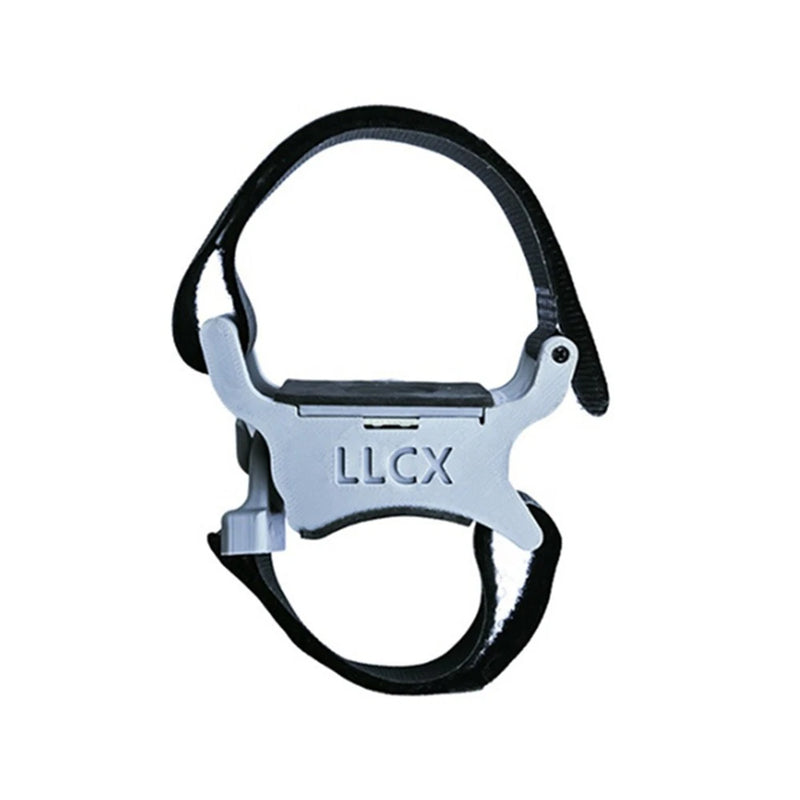 Light-sensing control module with black strap and gray housing, marked LLCX