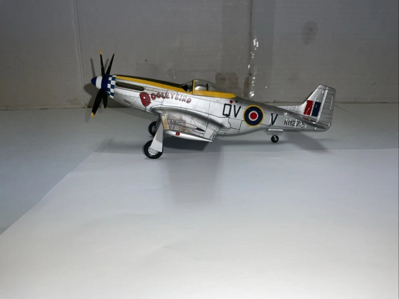 1/48 scale RAF Mustang Mk. IV model aircraft with RAF roundels and open canopy