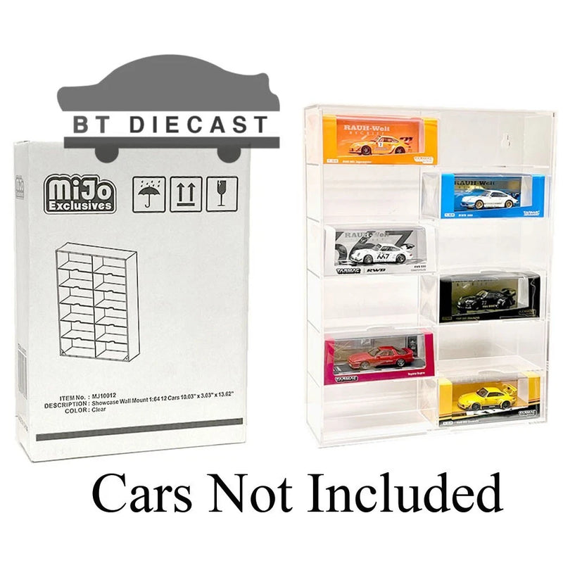 SHOWCASE 12 CAR DISPLAY CASE WALL MOUNT FOR 1/64 SCALE MODELS CLEAR MJ10012