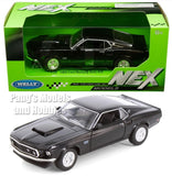 1969 Ford Mustang Boss 429 1/24 Diecast Metal Model by Welly - BLACK w/ BOX