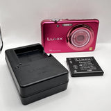 Panasonic Lumix DMC-FH7 Pink CCD Digital Camera Leica Lens Tested + Charger