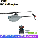 RC helicopter drone with built-in 720P camera, grey body and four rotors