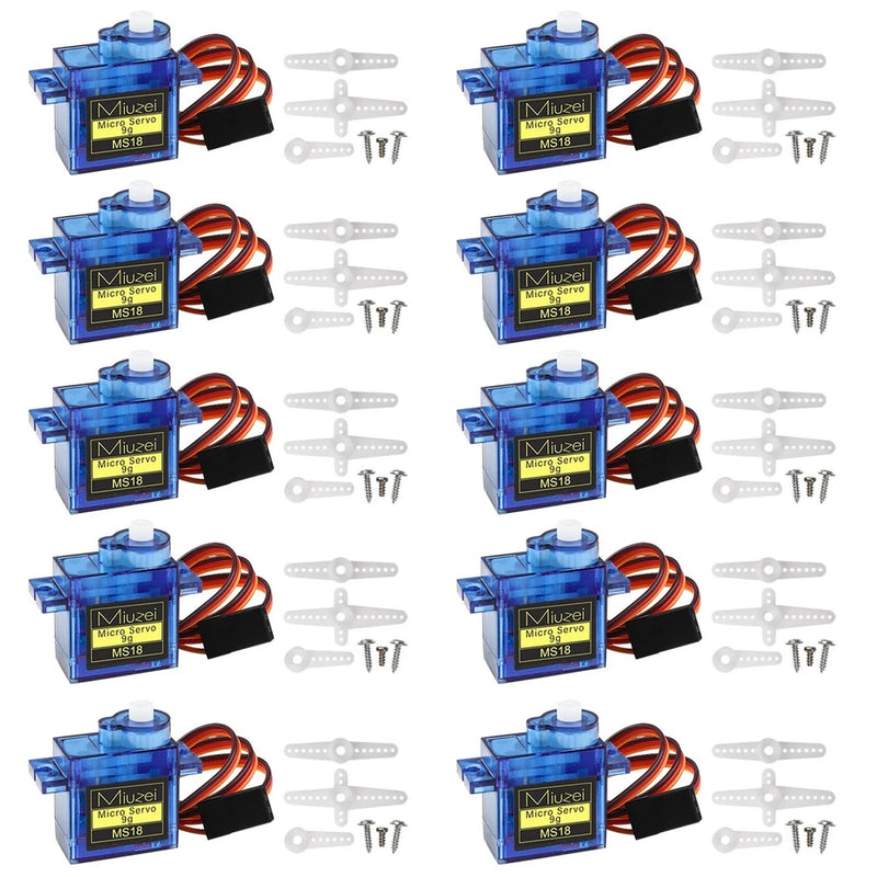 Miuzei micro servo motor kit with orange wiring, mounting bracket, and screws