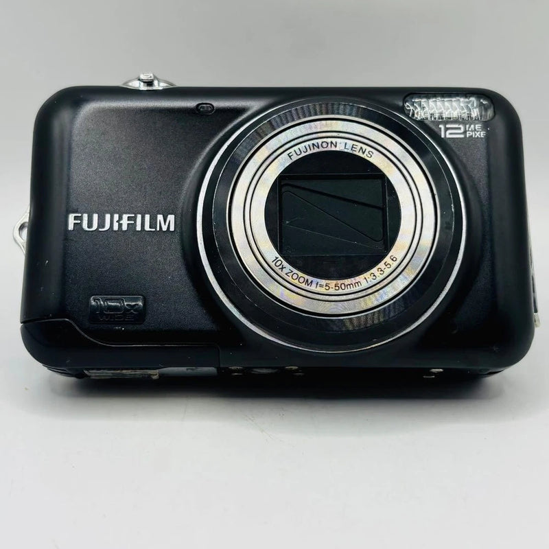 Black compact FUJIFILM FinePix digital camera with front FUJINON lens and 12MP label