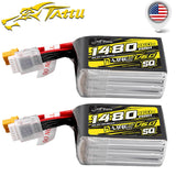 2X Tattu R-Line Version 6.0 1480mAh 160C 6S 22.2V SQ Lipo Battery Pack with XT60