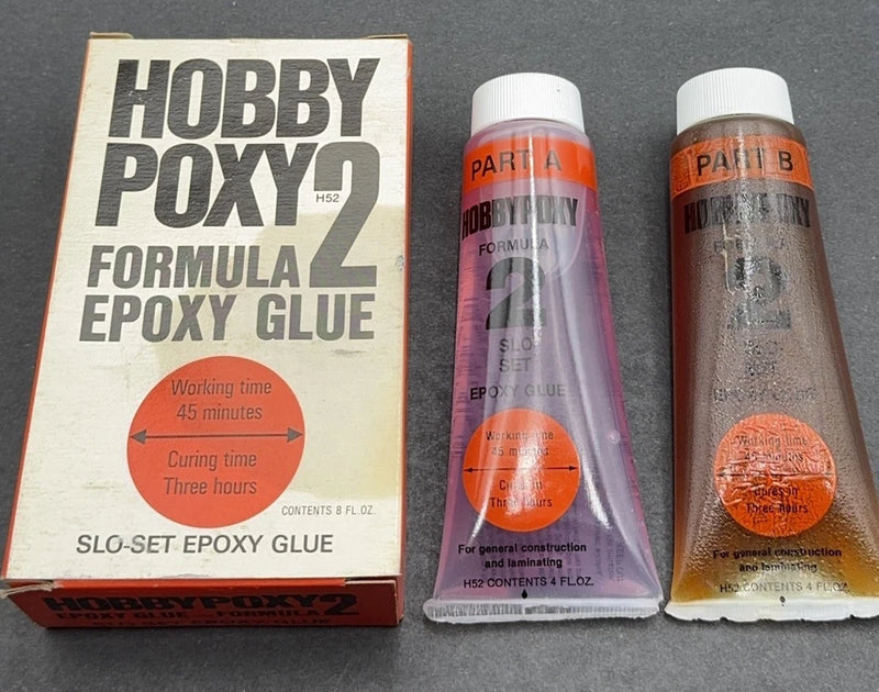 Hobby Poxy Formula 2 slo-set epoxy glue, two bottles with box, 8 oz contents