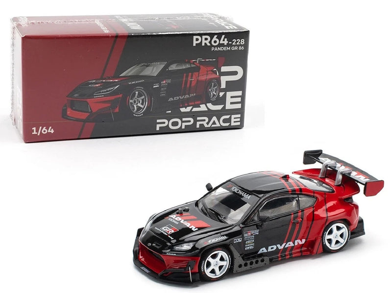 Pop Race 1:64 Toyota GR86 Pandem Advan Livery Diecast Model Car PR640228