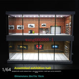 Diorama 1/64 Display Case Car Garage Model LED Lighting City Car Showroom Scene