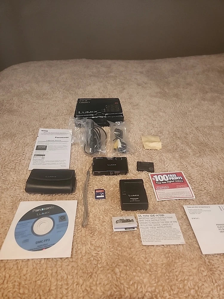 Boxed Panasonic Lumix DMC-FP3 14.1MP Camera Black - Battery, 8GB Memory Card