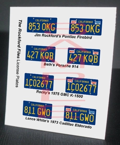 ROCKFORD FILES TV car miniature LICENSE PLATES for 1/25 scale MODEL CARS¡ªREAD