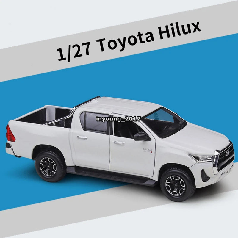 1/27 Hilux Pickup Truck Model Toy Car Metal Diecast Toy Vehicle Doors Open White