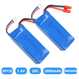 2pcs 2500mAh 7.4V 25C 903480 LiPo Battery Banana Plug For Syma X8C X8HW RC Drone