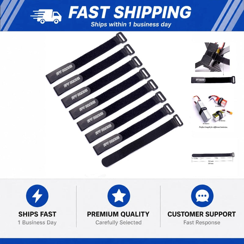 RC Lipo Battery Straps 20mm x 250mm Non-Slip Rubberized Battery Tie Down Straps Battery