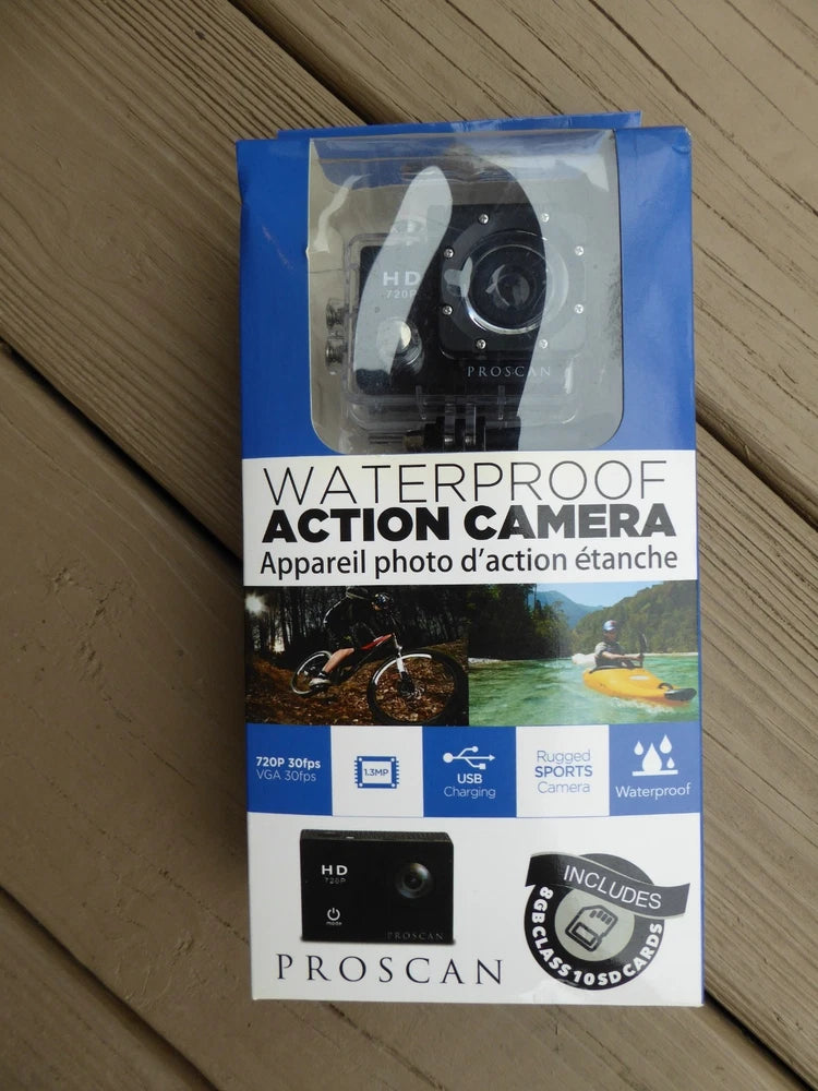 Proscan Waterproof Action Camera Rugged Sports  2" LCD Monitor w SD Card - NEW!