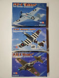 1/72 scale WWII aircraft model kit set, three boxed kits with fighter planes artwork