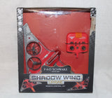 Toy drone kit with remote control, red drone parts, ages 8+ in retail box