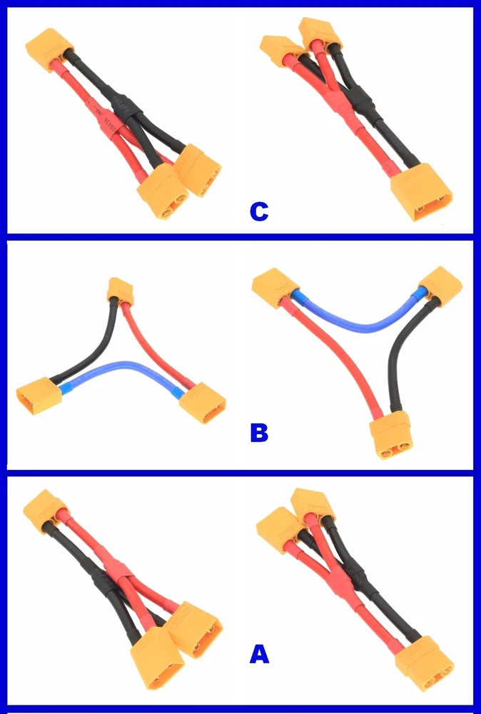 XT90 1F2M 1M2F Male/Female Series Parallel Harness Wire RC LiPo Battery Adapter