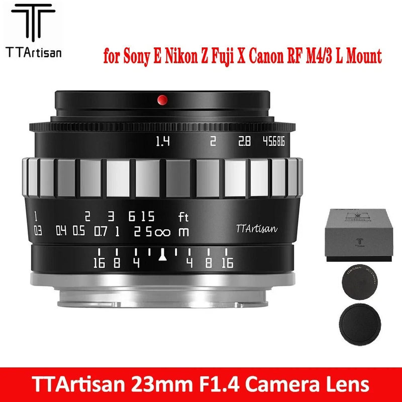 TTartisan 23mm F1.4 APS-C Manual Lens for Fuji X Sony E Canon RF Z M43 L Mount