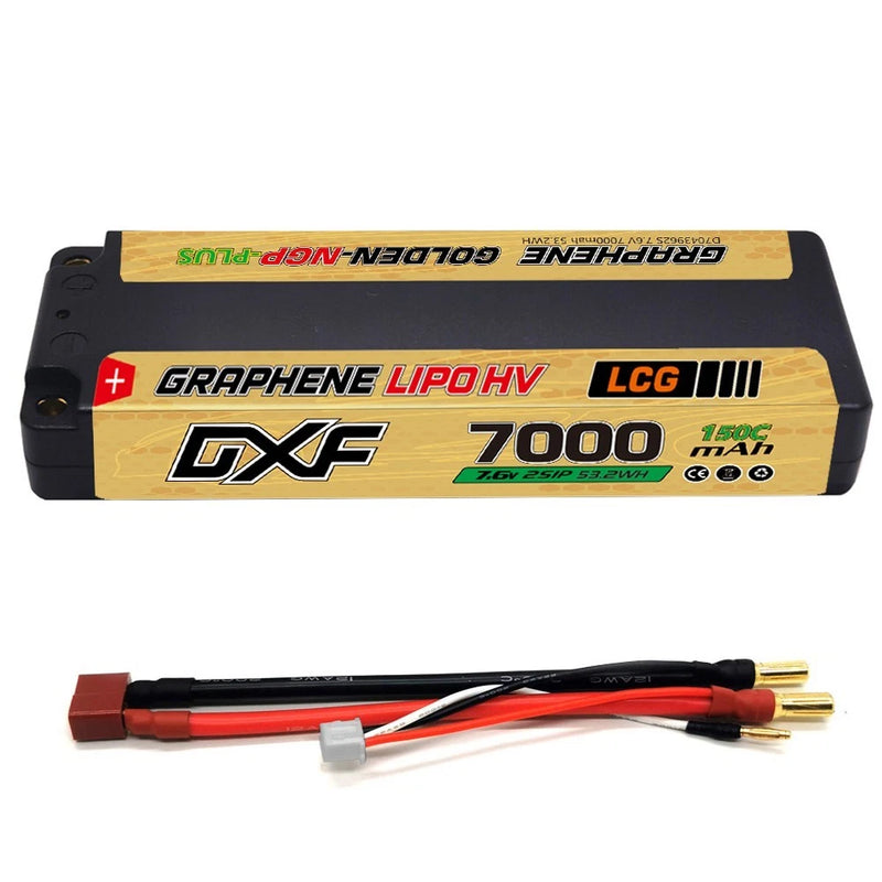 2xDXF 2S LiPo Battery 7.6V 150C7000mAh DEANS/T 5MM RC GOLD NGP Plus Racing  car