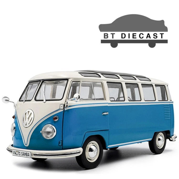 SOLIDO 1962 VW VOLKSWAGEN T1 SAMBA BUS  1/18 DIECAST MODEL BLUE / WHITE S1813401