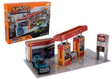 Set Gas Station DIY Manual Model Assemble Toy Diecast Car 21 PCS 1:64 Scale