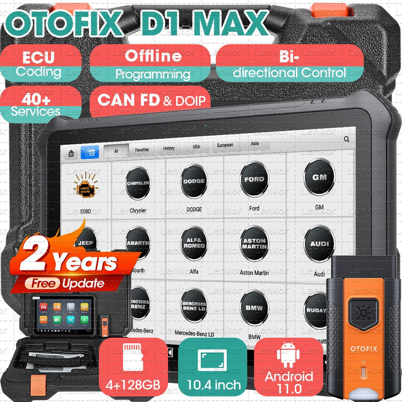 Bidirectional OBD2 diagnostic scanner with color touchscreen and OTOFIX orange interface