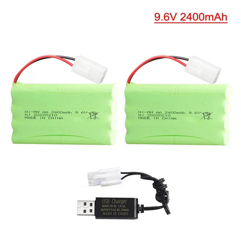 2PCS 9.6V 2400mAh 8AA NiMH REPLACEMENT BATTERY PACK FOR NIKKO RC CARS TOYS