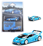 1:64 Lamborghini Huracan GT race model, blue and white with racing decals